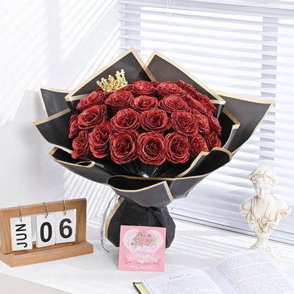 💕Glittering Everlasting Rose Bouquet – Ideal Gift for Couples | Elegant Sparkling Roses in a Luxurious Bouquet