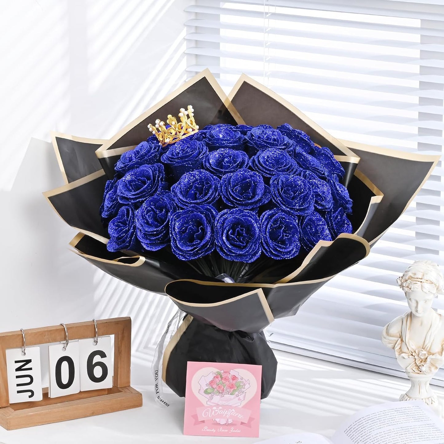 💕Glittering Everlasting Rose Bouquet – Ideal Gift for Couples | Elegant Sparkling Roses in a Luxurious Bouquet