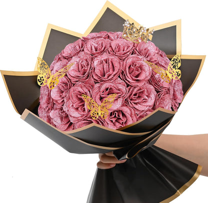 💕Glittering Everlasting Rose Bouquet – Ideal Gift for Couples | Elegant Sparkling Roses in a Luxurious Bouquet